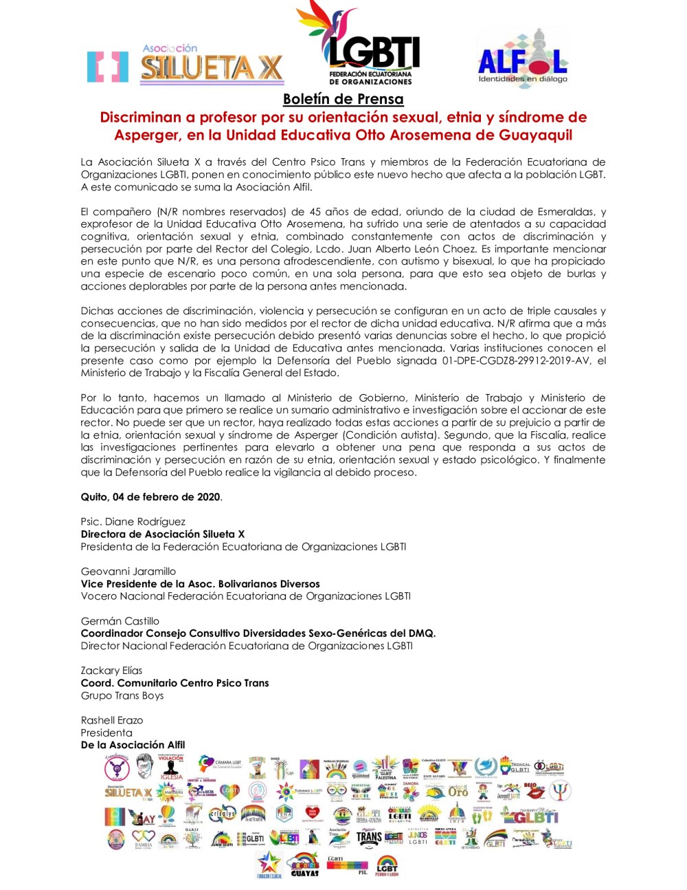 Boletín-de-Prensa-Discriminan-a-profesor-por-su-orientación-sexual_-etnia-y-síndrome-de-Asperger_ Federación LGBT Ecuador - Silueta X